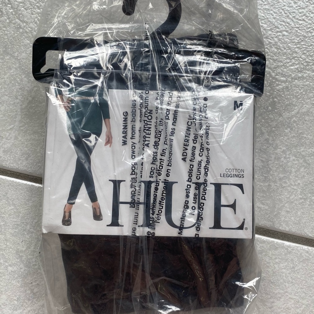 Hue Black Cotton Leggings Medium